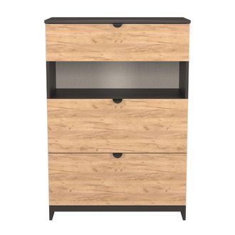 Lewis's Bora 3 Drawer Deep Chest with shelf in Gold Craft Oak & Graphite - Ready Assembled - Lewiss Home | TJ Hughes