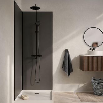 Aurlane Pack 2 Paneles Murales Aluminio Gris 90x210 Y Perfiles Negros Wallit