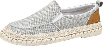 Generic Canvas Loafers Shoes for Men Comfortable Slip On Shoes Knit Mesh Shoe Stylish Casual Shoe Deck Trainers Extra Wide Fit Trainer Minimalist Solid Color 