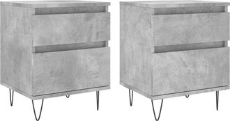vidaXL Vidaxl - Mesitas noche 2 uds madera ingeniería gris hormigón 40x35x50 cm