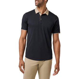 Travis Mathew All Day Social Club Contrast Collar Cotton Blend Polo Shirt in Black at Nordstrom, Size Xx-Large