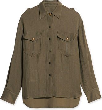 Fortela Sahariana Linen Blend Shirt in Beige at Nordstrom, Size 42 Eu