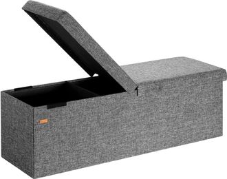Deuba Casaria Ba&uacute;l De Almacenaje Y Banco 2en1 Plegable Asiento Acolchado Xl-131l O L-100l - Color A Elegir Xl - Gris Oscuro