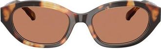 Tory Burch 52mm Polarized Irregular Sunglasses in Contrast Tortoise /Amber at Nordstrom