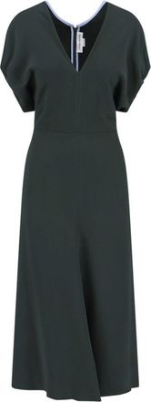 Victoria Beckham Draped Midi Dress Green