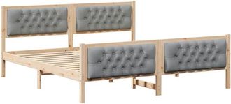 vidaXL Estructura De Cama Con Cabecera Gris Claro 160 X 200 Cm Vidaxl