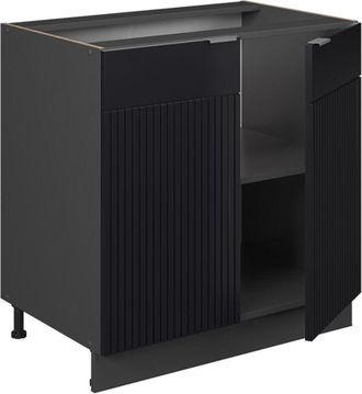 Vicco Armario Bajo Para Fregadero Fame-line, Rayas Negras, 80 Cm Con Estante, Et Roble