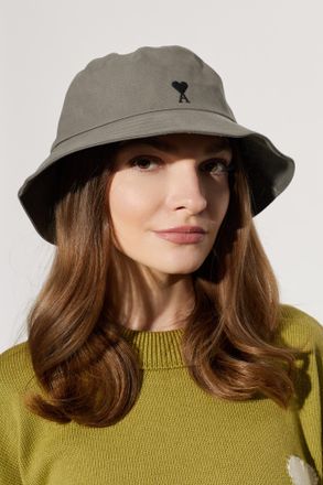 Ami Hat With Embroidered Logo, Unisex, Grey