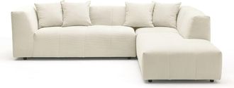 VENTE-UNIQUE.COM Sof&aacute; rinconera terciopelo 6 plazas beige 263x233cm