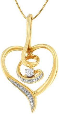 House of Brilliance 10K Yellow Gold.03 Cttw Diamond-Accented Diamond Swirl Open Heart Pendant Necklace at Nordstrom