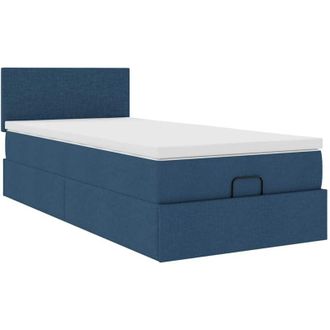 vidaXL Cama Otomana Con Colch&oacute;n Tela Azul 100x200 Cm Vidaxl