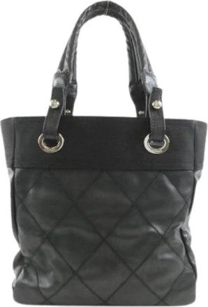 Chanel Pre-owned Paris Biarritz Canvas Tote Bag - Dames - Vintage Shopper - Zwart - ONE Size - Vintage