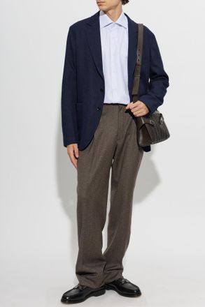 Brioni Blazer With Open Lapels, Mens, Navy Blue