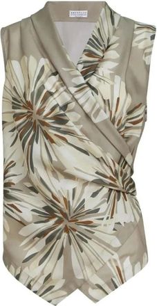 Brunello Cucinelli Top Senza Maniche con Stampa Floreale Drappeggiata - - Tops - Donna - Multicolore - M