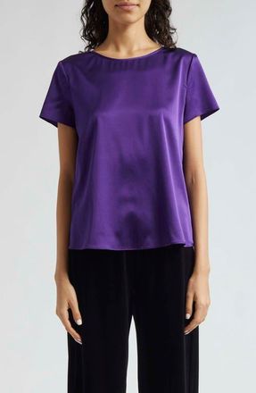 Emporio Armani Silk Satin T-Shirt in Solid Dark Purple at Nordstrom, Size 8 Us