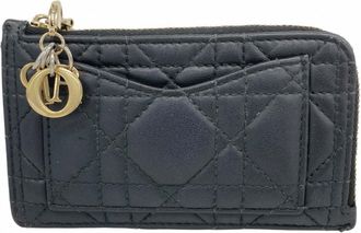 Dior Black Leather Coin Purse/Coin Case (Pre-Owned)