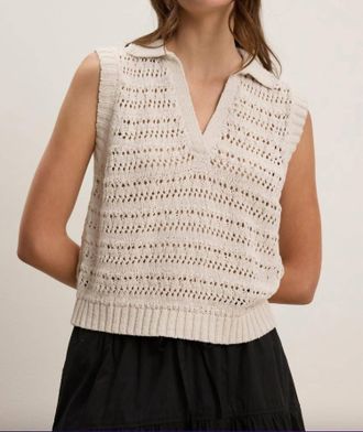 Velvet Renee Knit Sweater Top In Chalk