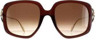 Alexander McQueen Alexander Mcqueen Square Womens Brown Gold Gradient AM0374S - One Size