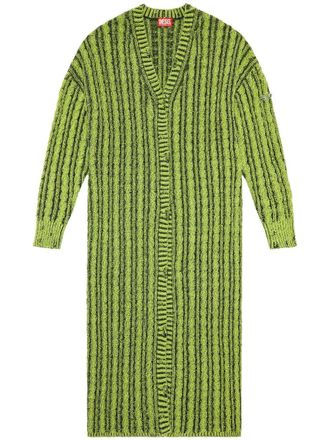 Diesel M-Panagia cable-knit chenille maxi cardigan - women - Cotton - L - Green