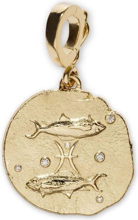 Azlee 18kt yellow gold small Of The Stars Pisces pendant charm - women - White Diamond/18kt Yellow Gold - One Size