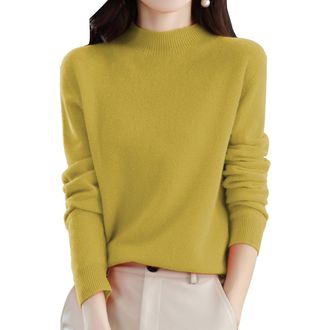 Generic Yellow Sweater Women Womens Cashmere Sweater Sweaters for Women Wool Jumper Pullover Slim Elastic