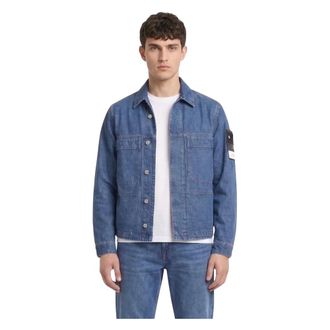 Stone Island Grainy Wash Denim Biker Jacket - Heren - Jassen - Blauw - Maat: S Denim