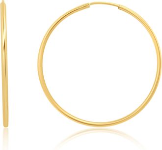 MAX + STONE 14k Yellow Gold 1mm Tube Flex Continuous Hoop Earrings 10MM-25MM