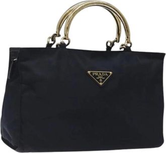 Prada Pre-owned Handbags, female, Blue, Size: ONE SIZE Pre-owned Vintage Nylon Handbag