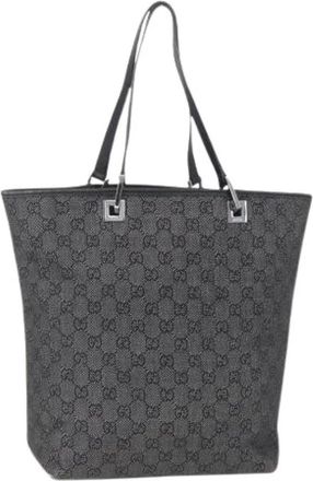 Gucci Pre-owned Tote Bags, female, Black, Size: ONE SIZE Pre-owned Canvas Tote Bag