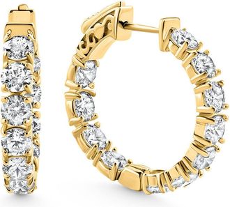 Pompeii3 3 3/4Ct Diamond Inside Outside Hoops 14k Gold 1 Lab Grown Womens Earrings