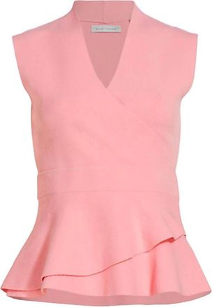 Elie Tahari Womens Maya Surplice Peplum Top In Pink