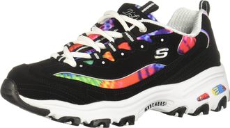 Skechers DLITES SUMMER FIESTA, Womens Low-Top Trainers, Black (Black Trubuck/Multi Mesh/White Trim Bkmt), 5 UK (38 EU)