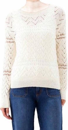 Karen Kane Knit Crochet Sweater In Cream