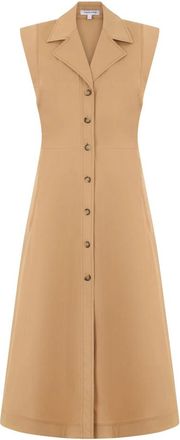 Veronica Beard Orla Midi Shirtdress - Dames - Shirt Kleedjes - Beige - M - Katoen - Kleedjes
