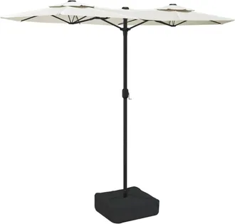vidaXL Vidaxl - Sombrilla Doble De Jard&iacute;n Con Luces Led Blanco Arena 316x145 Cm