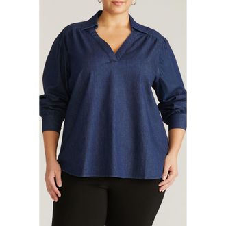 Universal Standard Maisie Chambray Top in Dark Indigo Blue at Nordstrom, Size Xs