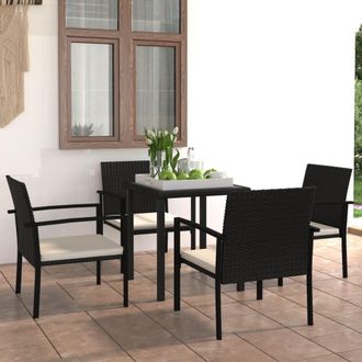 vidaXL Conjunto De Comedor De Jard&iacute;n 5 Piezas Rat&aacute;n Sint&eacute;tico Negro Vidaxl