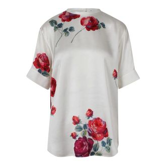 N&deg;21 Blouses, female, White, Size: XL Short-sleeve Floral Print Blouse