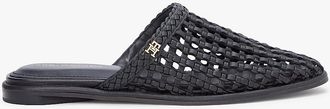 Tommy Hilfiger Womens Open-Weave Flat Mule - Black - US 6.5 / EU 37