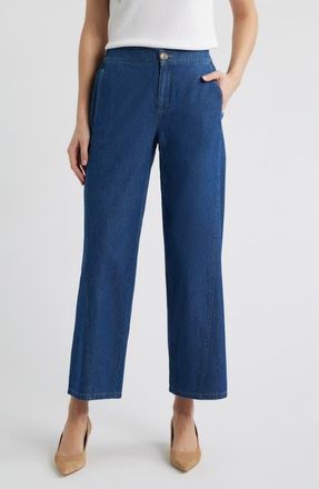 Anne Klein Curved Seam Ankle Jeans in Aries Wash at Nordstrom, Size 16