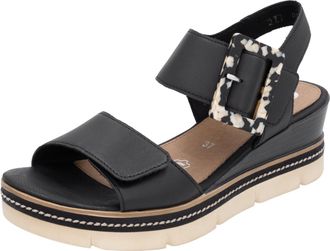 Remonte Keilsandalette REMONTE Elisabeth Hurley-Collection, Damen, Gr. 36, schwarz, Leder, unifarben, Schuhe Keilsandalette, Keilabsatz, Riemensandale, Sommer