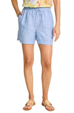 Tommy Bahama Two Palms Tie Waist Linen Shorts in French Blue at Nordstrom, Size X-Small