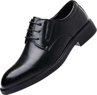Generic Mens Leather Dress Shoes Business Casual Height Increasing Boots All Season Formal Wedding Groom Oxfords(10.5) Black