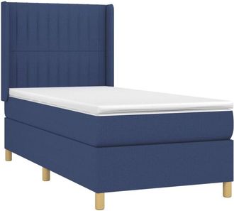vidaXL Cama Box Spring Colch&oacute;n Y Luces Led Tela Azul 80x200 Cm Vidaxl