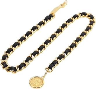 Chanel Pre-owned Chain Leather Belt - Dames - Vintage Accessoires - Zwart - ONE Size - Leer - Vintage