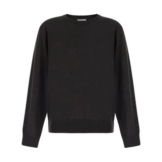 Mauro Grifoni Truien & Vesten, Heren, Zwart, M, Merino Ronde Hals met Dubbele Zoom en Dubbele Manchet