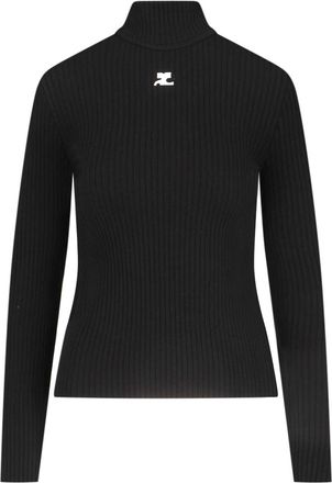 Courr&egrave;ges Turtleneck, In Black Viscose Blend