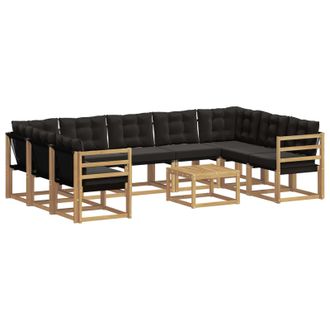 vidaXL Conjunto De Sof&aacute;s De Exterior Con Coj&iacute;n 10 Pcs Blanco Y Negro Vidaxl