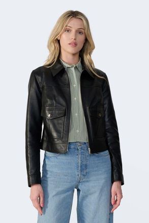 FURNIQ Flora Leather Jacket in Black at Nordstrom, Size Xx-Large