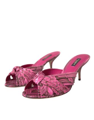 Dolce & Gabbana Python Leather Heel Slide - Pink